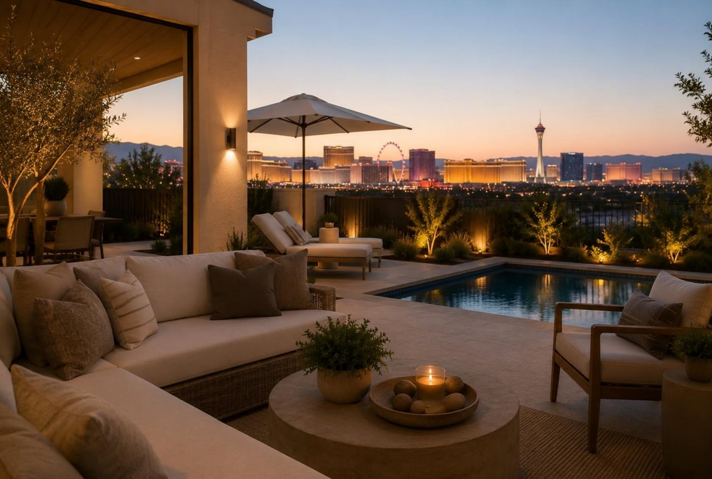 A five-star vacation rental interior, freshly turned over for guests.
